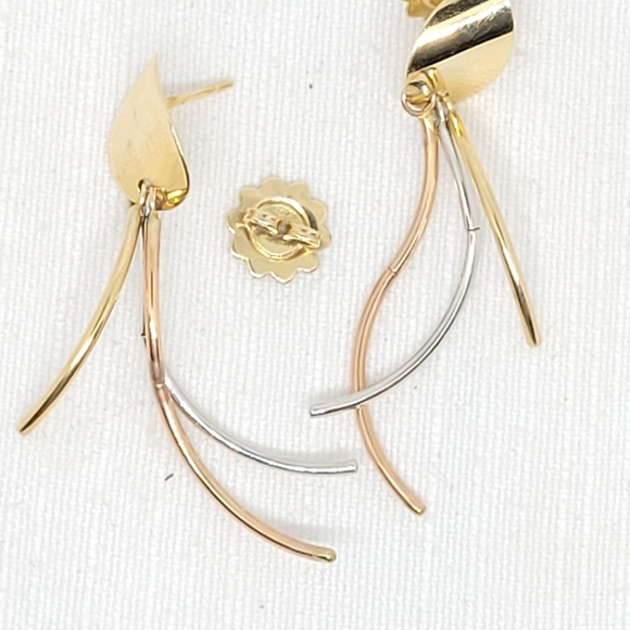 Tricolor 14k gold earrings - Picture 4 of 5